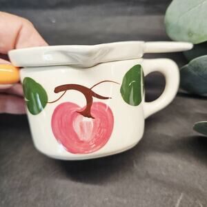 Vintage Butter Warmer For Seafood Apple Hand Painted Decora California Pottery